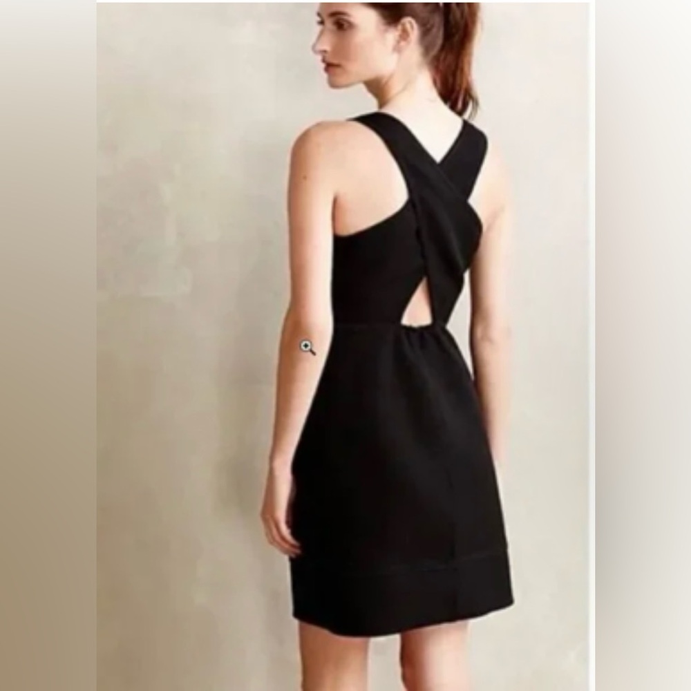 Maeve Black Cross-Back Mini Dress
